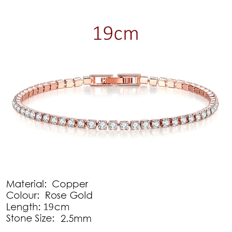 Fashion Multicolor Tennis Bracelet for Women 2.5/3/4/5mm Zirconia Charm Designer Tennis Chain Men Bracelet Wedding Jewelry KC128
