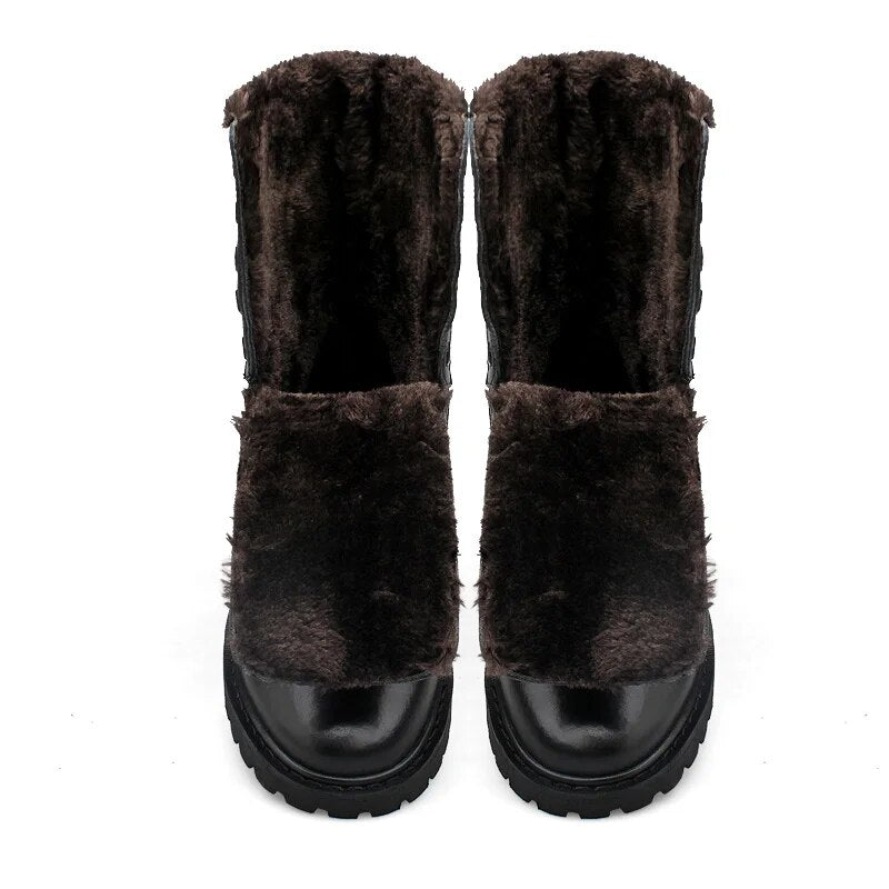 Men Boots Fashion Winter Shoes Genuine Leather Warm Snow Shoes for Man