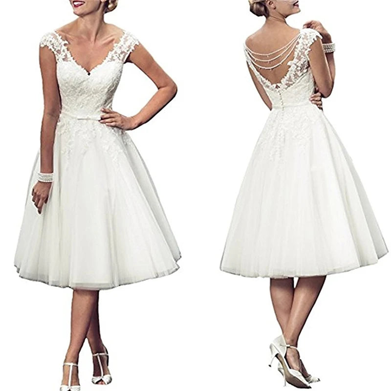 White Bridesmaid Dresses: White Lace Bride Wedding Dresses Sleeveless Back