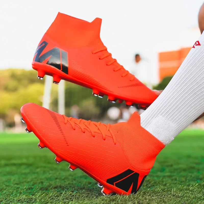 Mens Football Cleats High Ankle Football Shoes Long Spikes Outdoor Sports Soccer