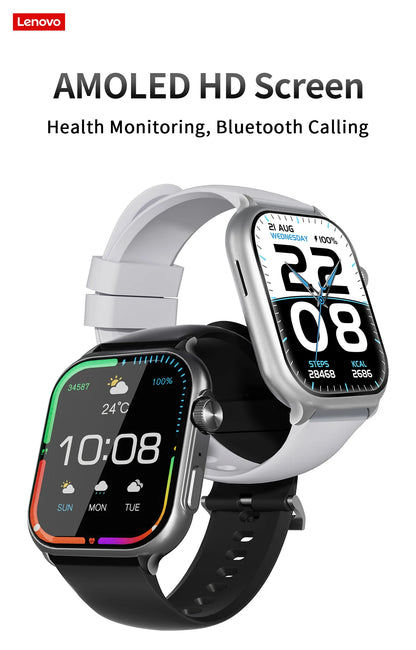 [World Premiere]Lenovo Smart Watches Sports Fitness Watch Heart Rate Full Touch Screen BT Call Ultra Light Smartwatch for Men