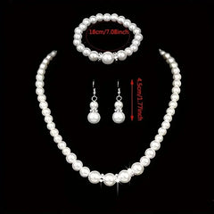 Pearl Jewelry Set Simulated Pearl Double Layer Luxury Earrings Necklace Wedding