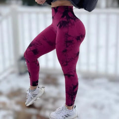 Tie Dye Seamless Leggings Push Up Women Mallas Sports Fitness Contour Yoga