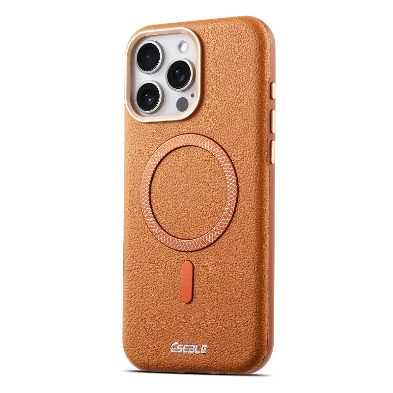 Solid Color Leather For Magsafe Magnetic Shockproof Phone Case For iPhone 17 Pro Max 15 13 14 16 Pro Max Bumper Cover