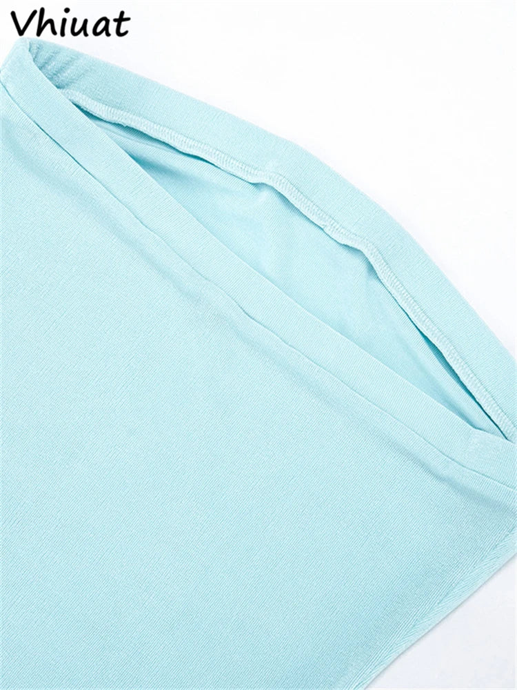 Vhiuat Summer Women Patchwork Sleeveless Strapless Short Dress Backless Bandage Sexy Elegant Casual Beach Party Dress 2026