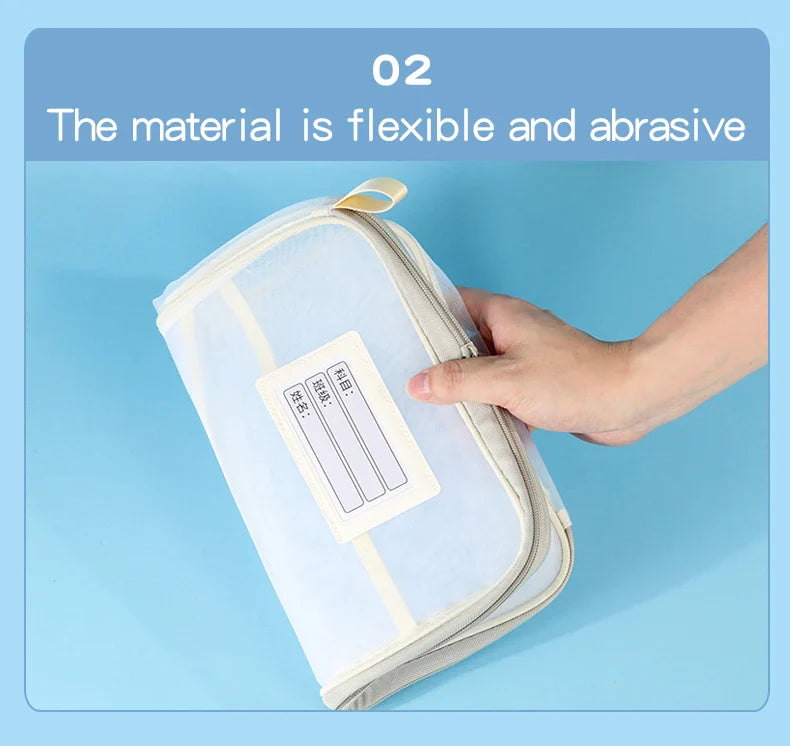 1 Pcs A4 Transparent File Subject Classification Thickened 5 Colors Mesh Simple Hand Storage Bag