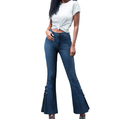 Denim Jeans Women High Waist Flared Trousers Stretch Denim Pants