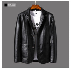 Leather Jacket Men's Slim Suit Leather Jacket Men's Spring And Autumn Biker