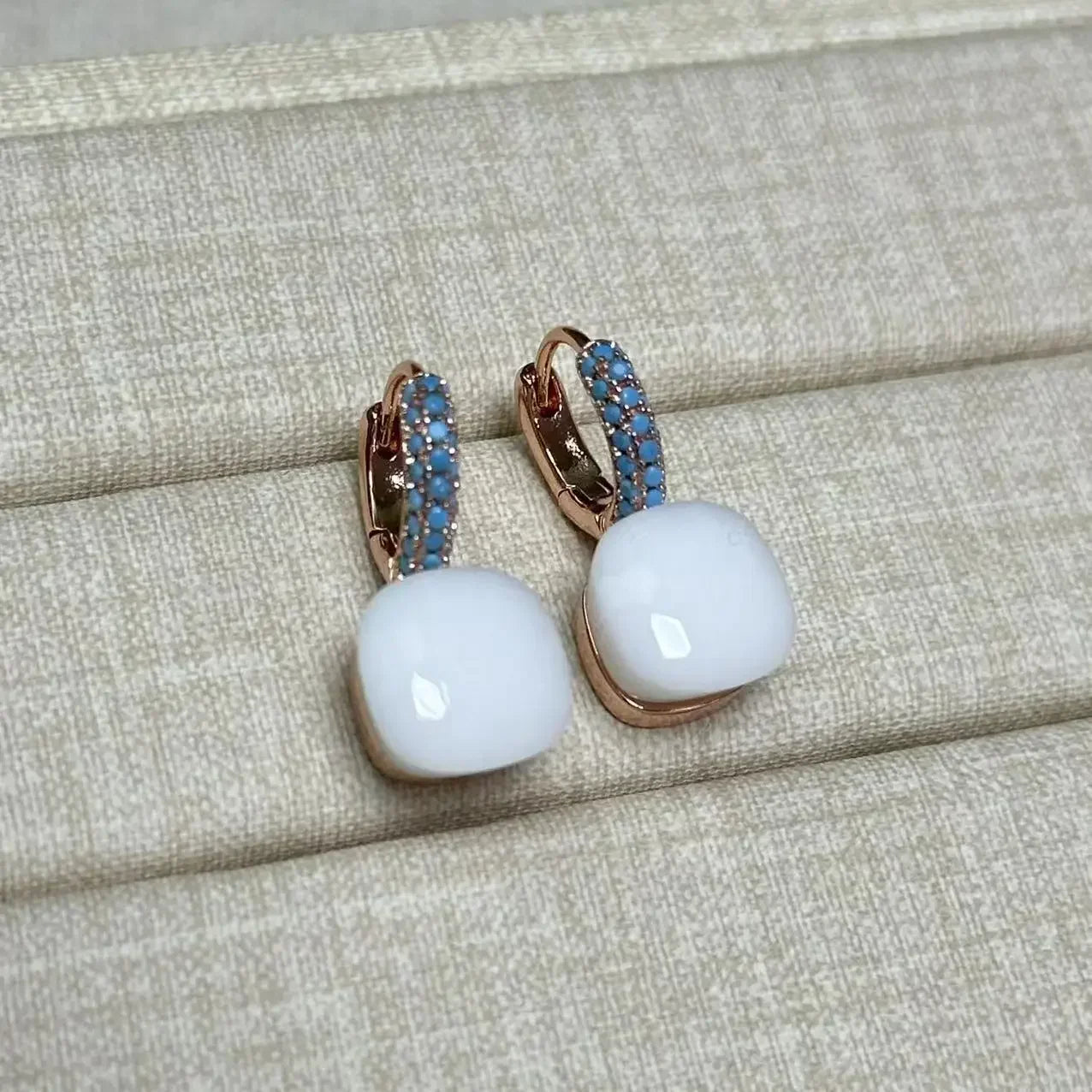 10.6mm Nudo Earrings Inlay Turquoise Zircon For Women Blue Topaz Drop Candy Square Crystal Earring Fashion Jewelry Gift