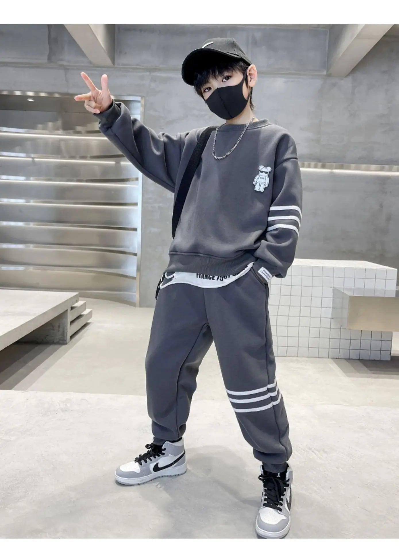 Autumn Children Boy Clothes Set Stripe Sweatshirts and Pants 2PCS Suit Teenage Girls Pullover Top Bottom Outfits Tracksuits