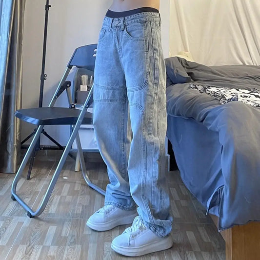 Trousers Denim Pants Streetwear Hip Hop Low Rise Baggy Jeans For Men
