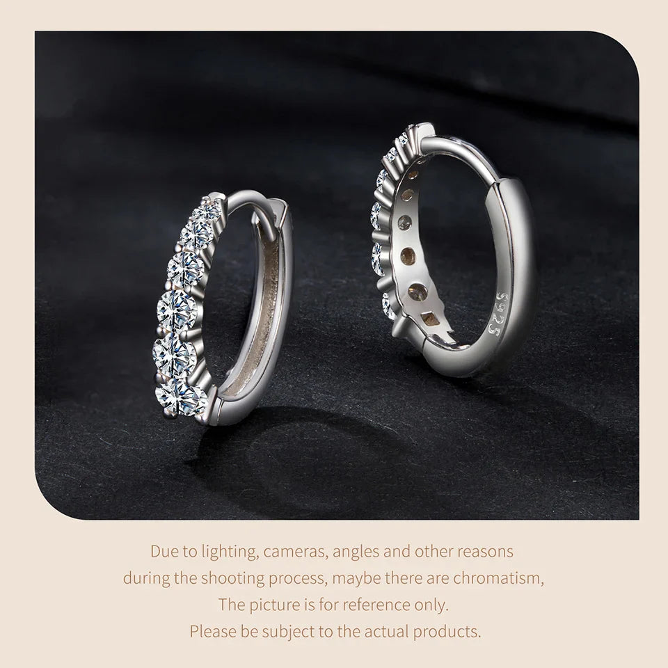BAMOER Moissanite Huggie Hoop Earrings for Women, 925 Sterling Silver Hypoallergenic Earrings with White Gold Plated MSE092
