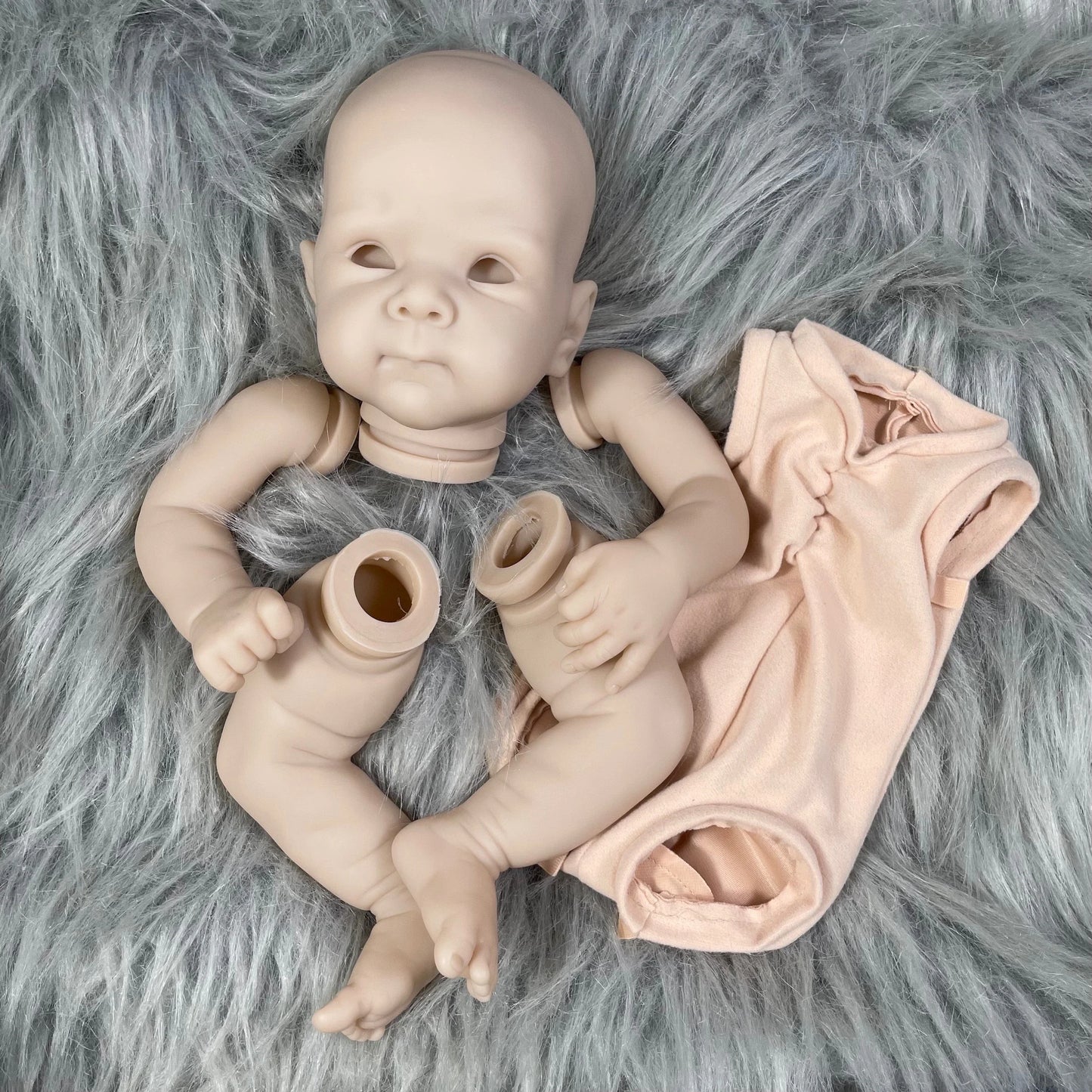 MRB 18 inch Reborn Doll Kit Bettie Lifelike Unfinished Unpainted Fresh Color Blank Vinyl Doll Kit with Cloth Body