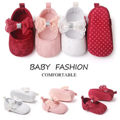 Baby Soft Cotton Shoes Beautiful Lace Bowknot Mary Jane 6 to 12 Month Baby Girl