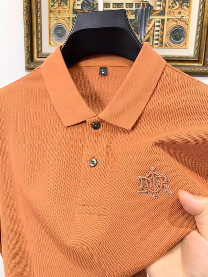 100% pure cotton high-end fashionable short sleeve summer new high-quality men's business casual polo shirt luxury brand T-shirt