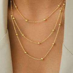 Stainless Steel Necklace High-end Atmosphere Delicate Beads Multi-Layers Chain