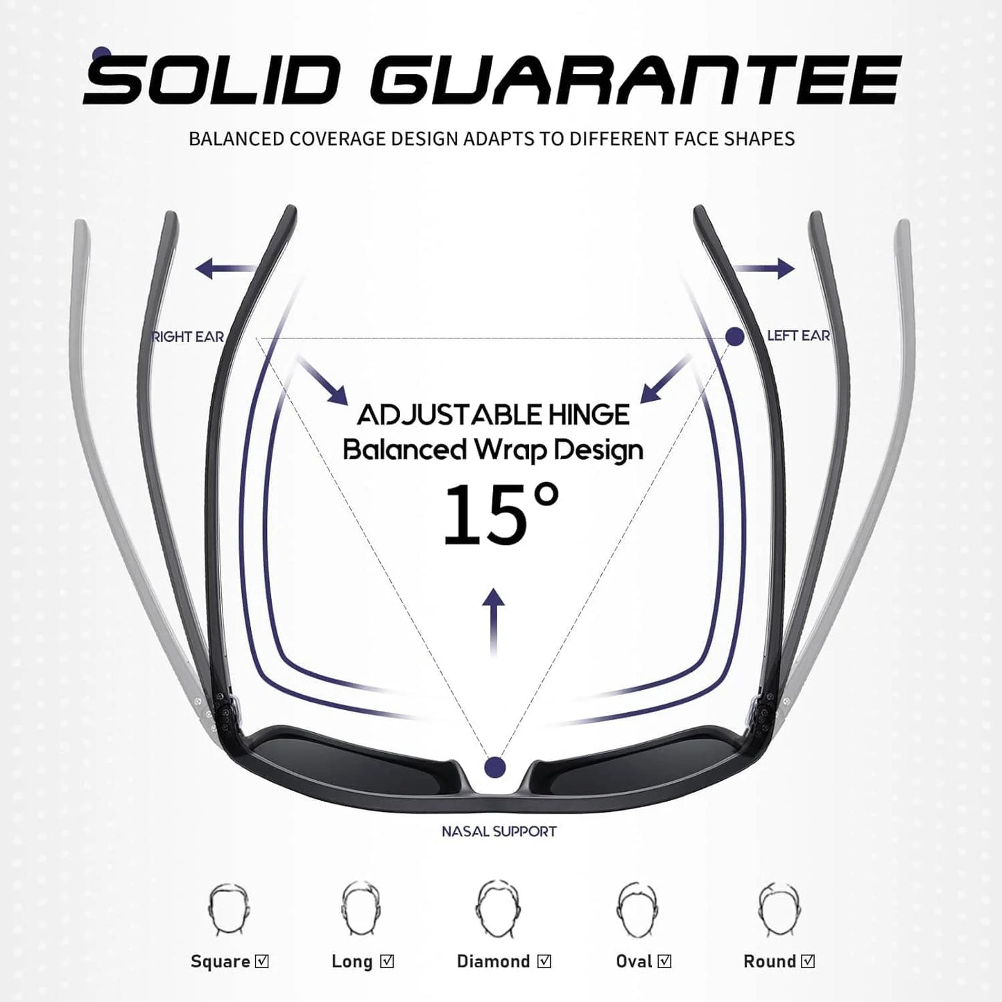 Square Polarized Sunglasses for Men Outdoor Fishing Sun Glasses