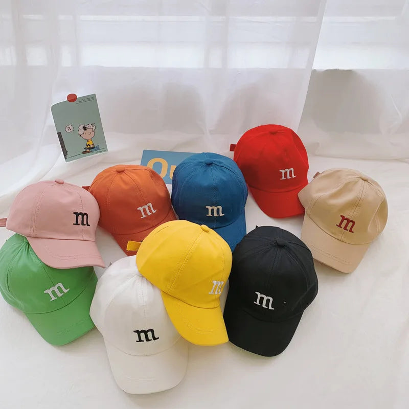Kids Baseball Cap Children's Hat for Lovely Baby Cotton Breathable Kids Hats Girl Boy Caps M Letter Embroidered Hat for Boy