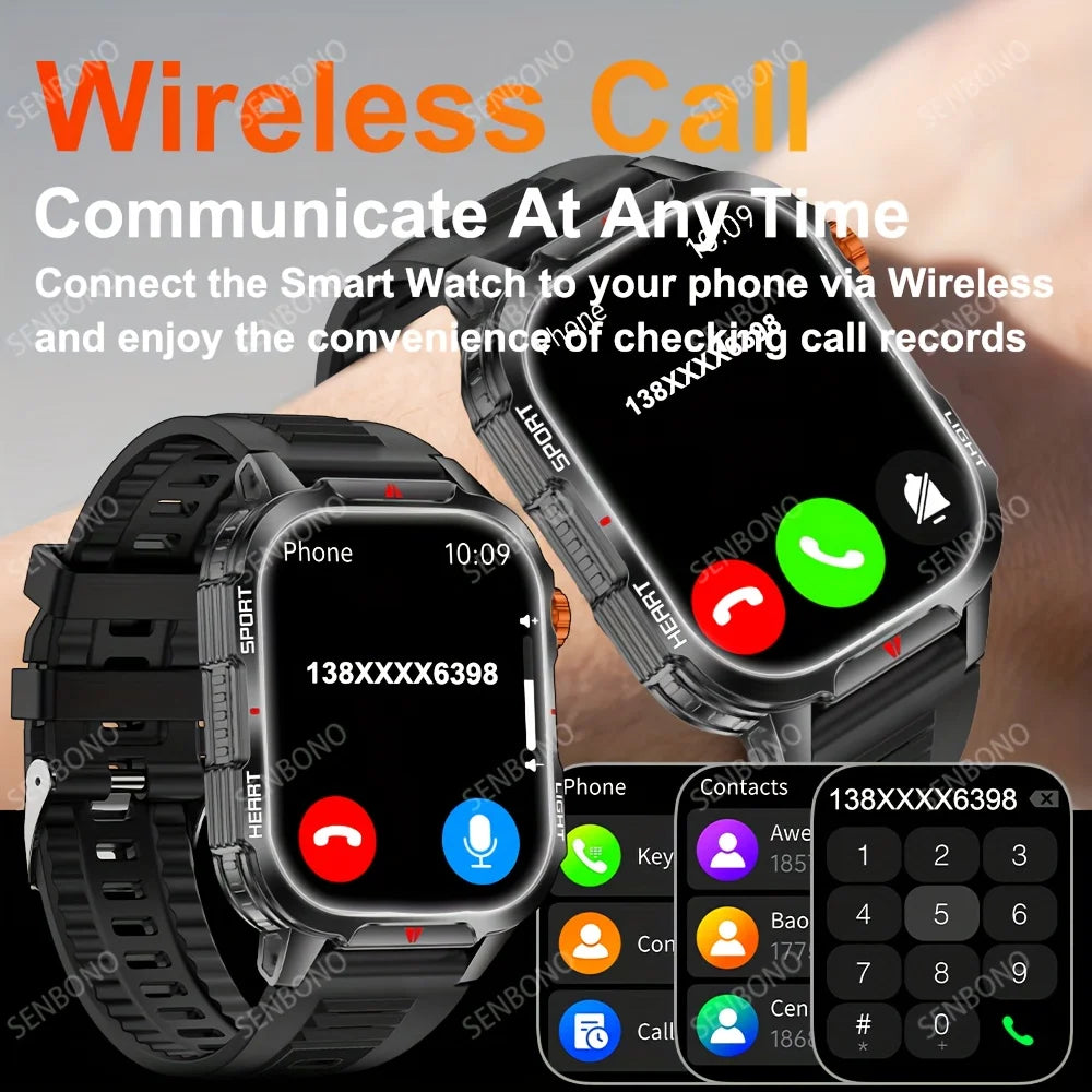 SENBONO Men's Smart Watch 1100mAh Battery 25+ Day Use Time Bluetooth Call Compass IP68 Waterproof Sport Smartwatch For Men Women
