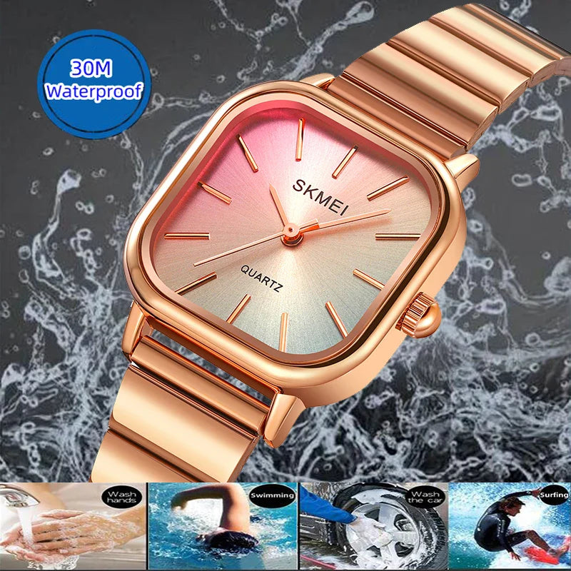 Skmei Women’s Bracelet Quartz Watches Luxury Stainless Steel Strap Waterproof Casual Analog Wristwatch Fashion Female Time