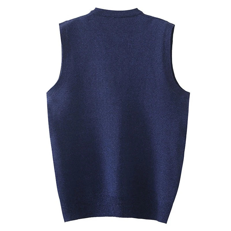 Sweater For Men Casual V-neck Gentleman Fashion Plaid Father Clothes Soft