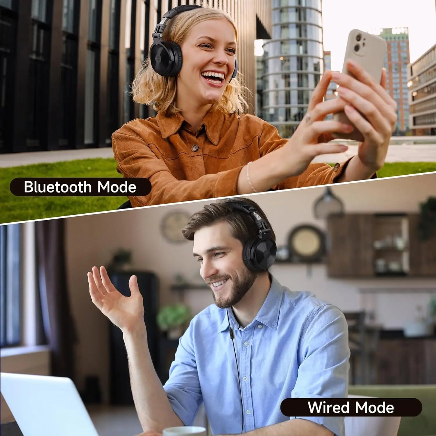 Oneodio Bluetooth Wireless Headphones With Microphone 110Hr Hi-Res Over Ear Bluetooth 5.2 Headset Earphone For Phone PC Sports