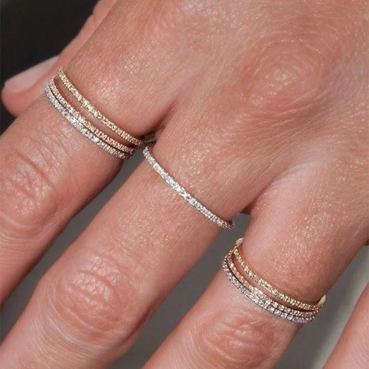 Tiny Delicate Micro Pave Zircon Rings For Women Trendy Chic Crystal Daily Dating