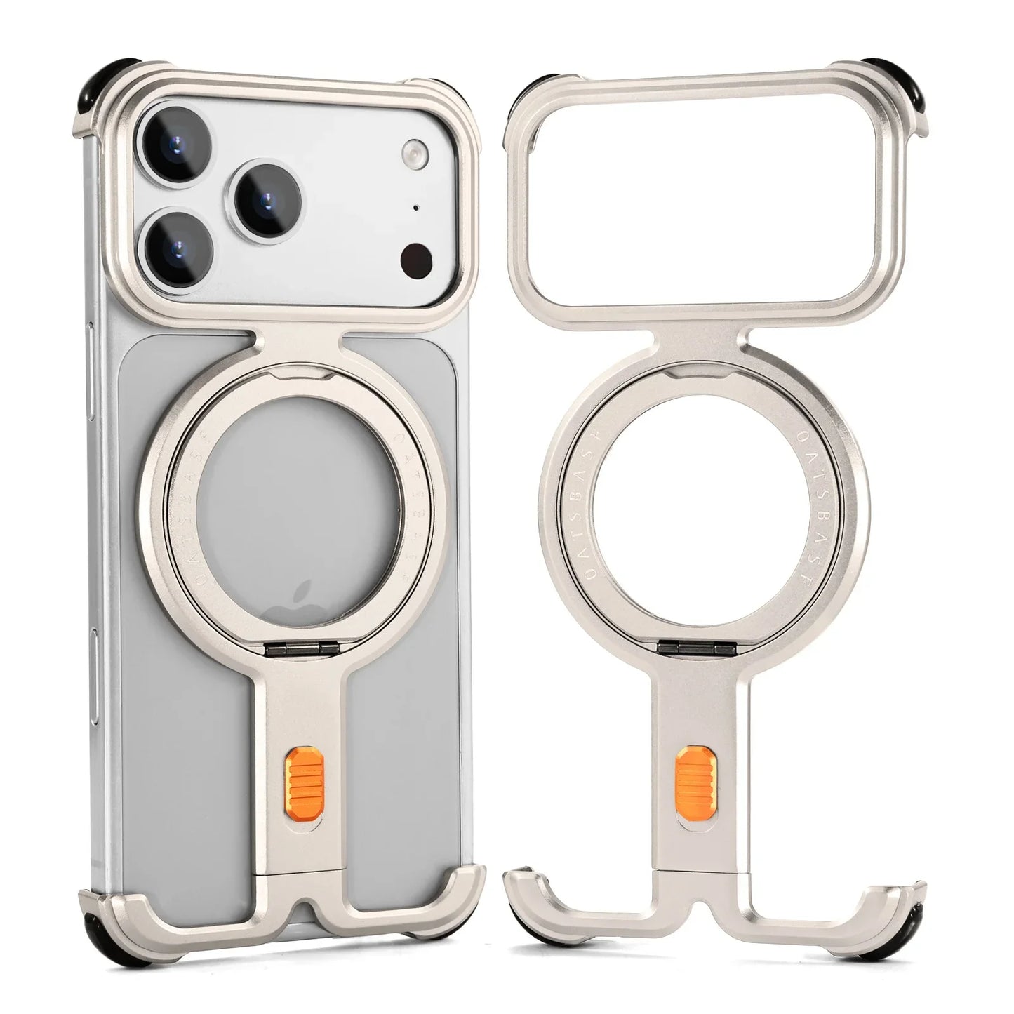 Oatsbasf Π Shape Magnetic Phone Case for iPhone 17 Pro Max/17 Pro Bazel-Less Phone Protective Cover Minimalist Protective Bumpe