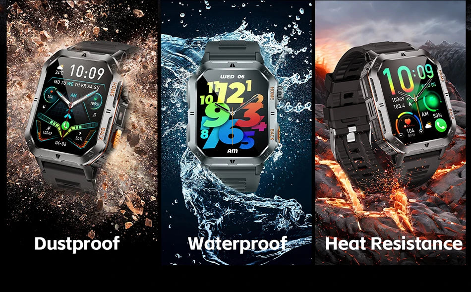 New 1000mAh Battery Outdoor Sports Smart Watch 2.01 inch HD Screen LED Flashlight Bluetooth Talking SmartWatches For Men Women