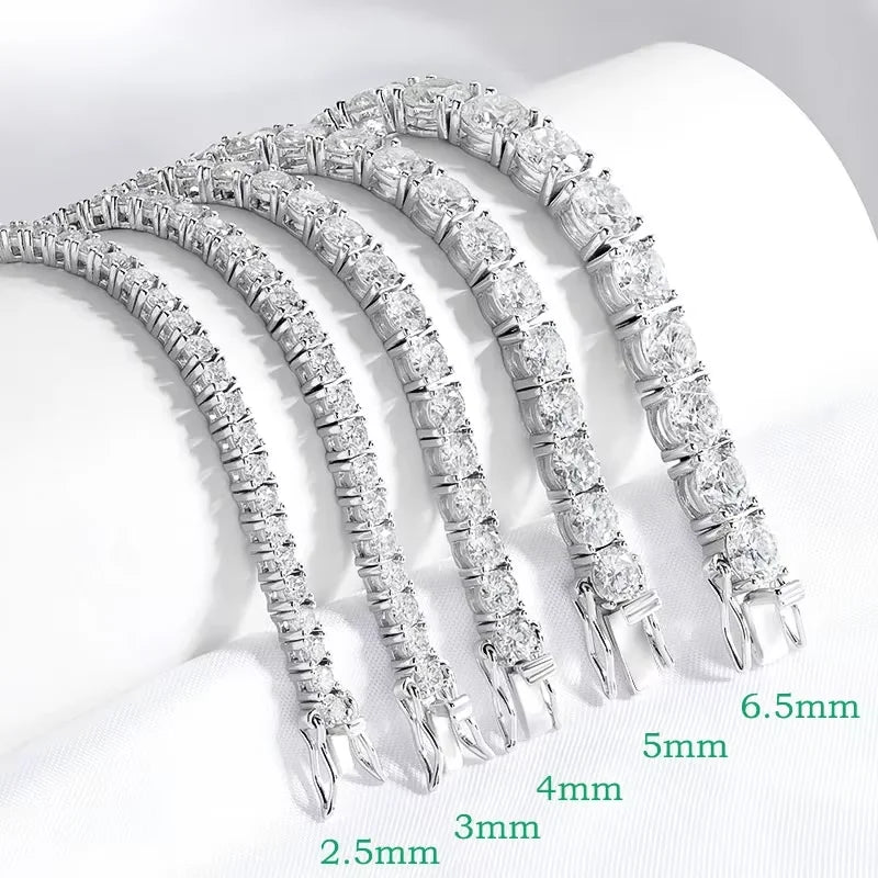 Smyoue 2-6.5mm Real Moissanite Tennis Bracelet for Women Christmas Gift Platinum Plated 100% 925 Sterling Silver Wedding Jewelry