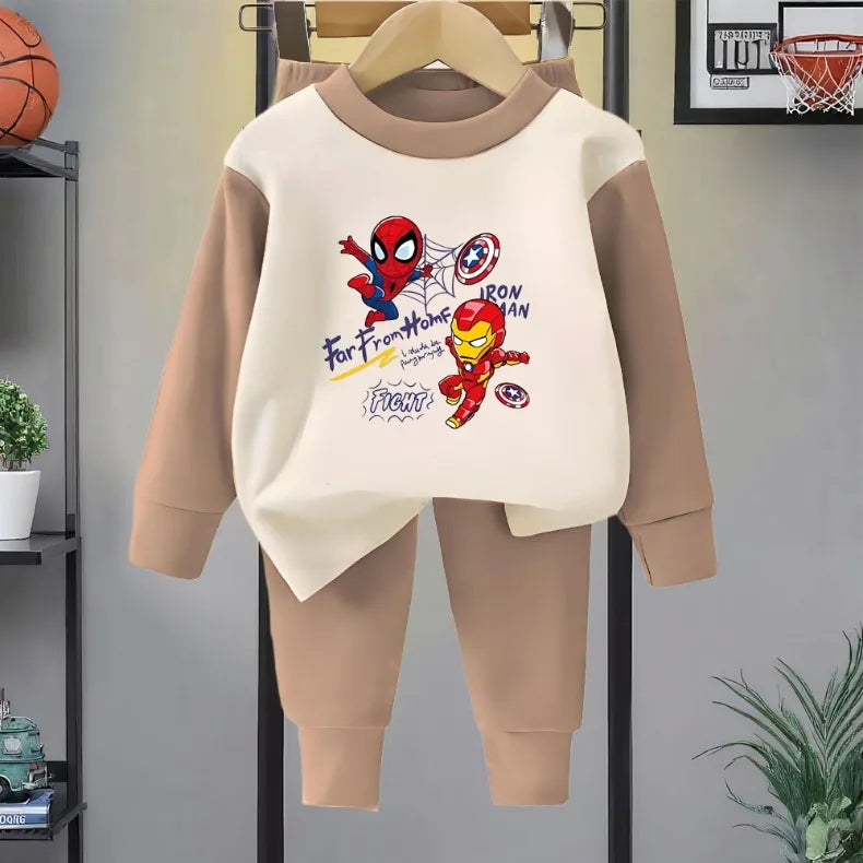 Spring Autumn Children's Clothing Sets Boys Sleepwear Clothes Kids Anime Spiderman Pajamas Set Soft Dralon Iron Man Pijamas New