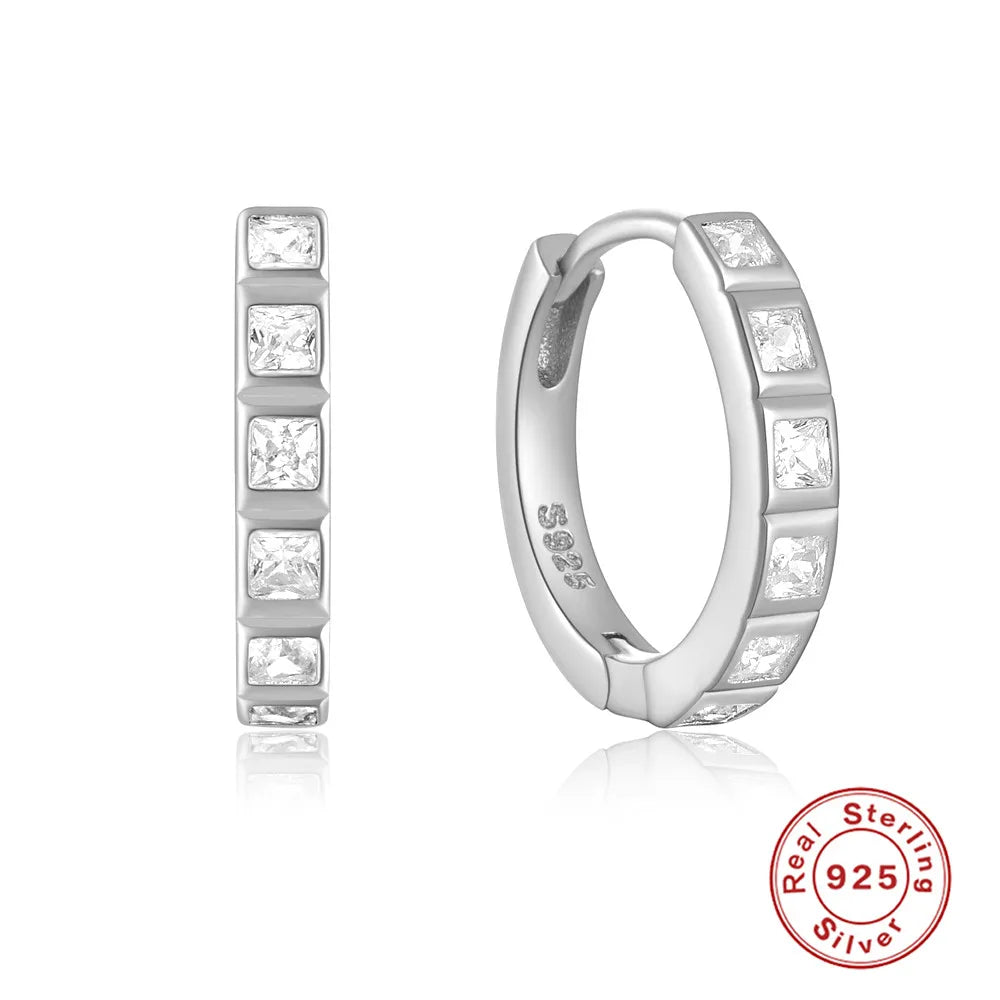 CANNER Ins Star Anise 925 Sterling Silver  Earring For Women Hoop Earrings Crystal Fine Jewelry Glossy 18K Gold Mom Gift Trend