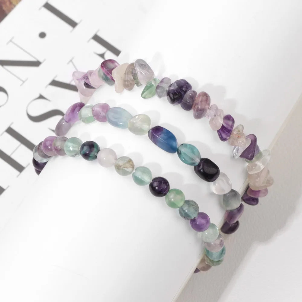 3Pcs/Set Natural Stone Bracelets Tiger Eye Lapis Lazuli Rose Quartzs Bracelet Round Irregular Beads Bracelet for Women Men