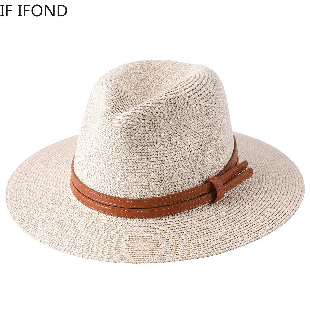 56-58-59-60CM Natural Panama Soft Shaped Straw Hat Summer
