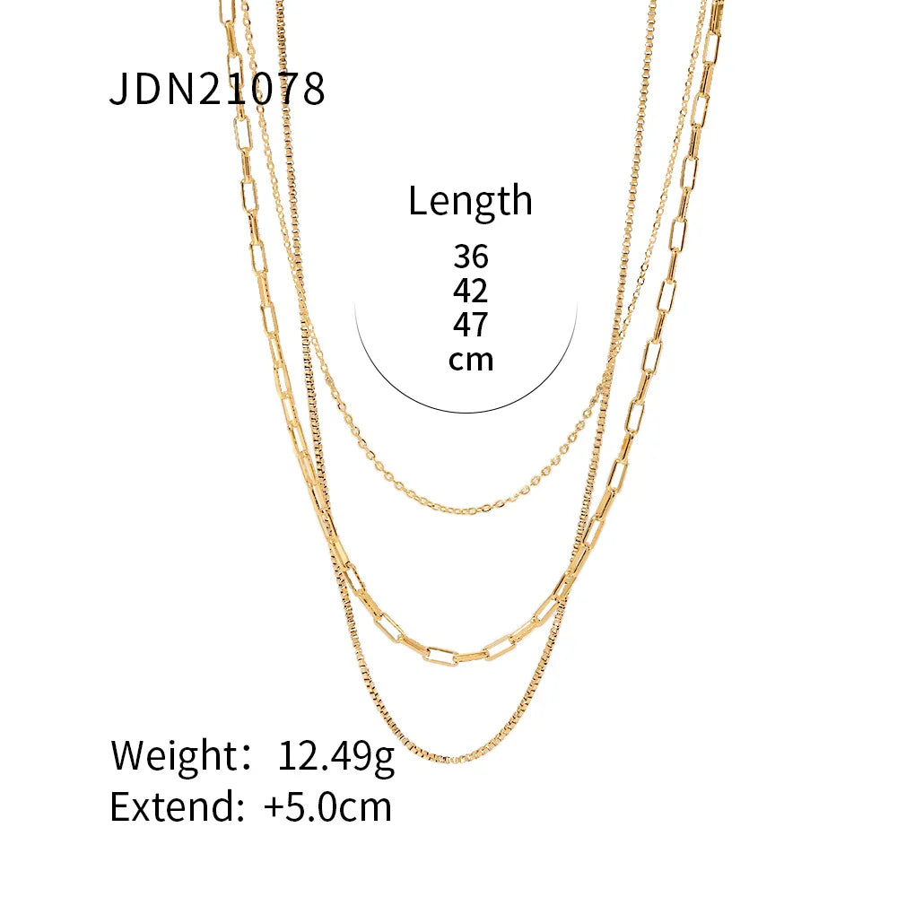 Uworld Simple Jewelry 18K Gold Plated Flat Snake Chain Layer Necklace Stainless Steel Snake Rope Chain Necklace Gift
