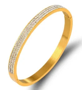 Stainless Steel Inlaid Zircon Bangle Round Bracelets