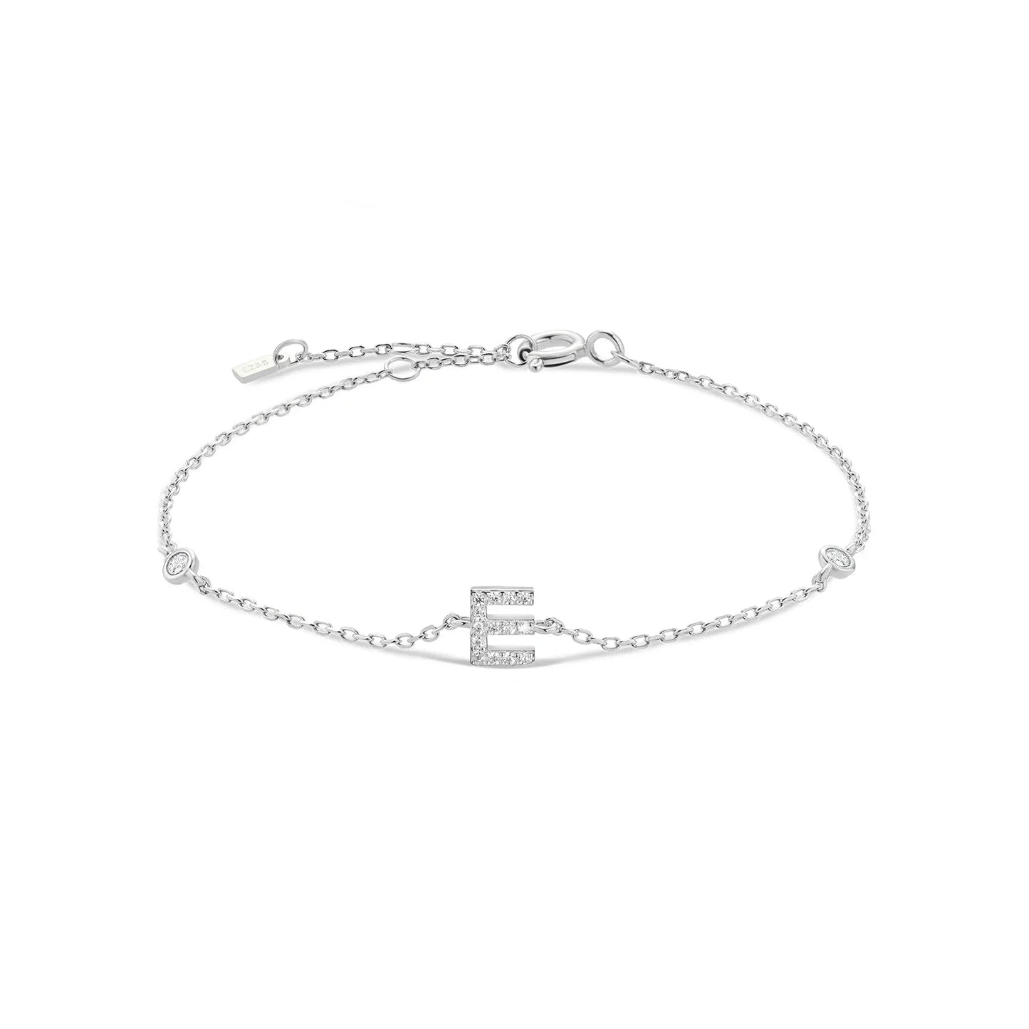 VEWANT 925 Sterling Silver Monogram Letter A - Z Initial Charm Chain Bracelet Luxury Wedding CrystalFine Jewelry