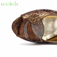 Brown Color Elegant Low Heels Nigeria Popular Design African Ladies Shoes