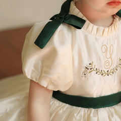 Baby Girl Princess Tutu Dress Infant Toddler Child Puff Sleeve Vintage Bow