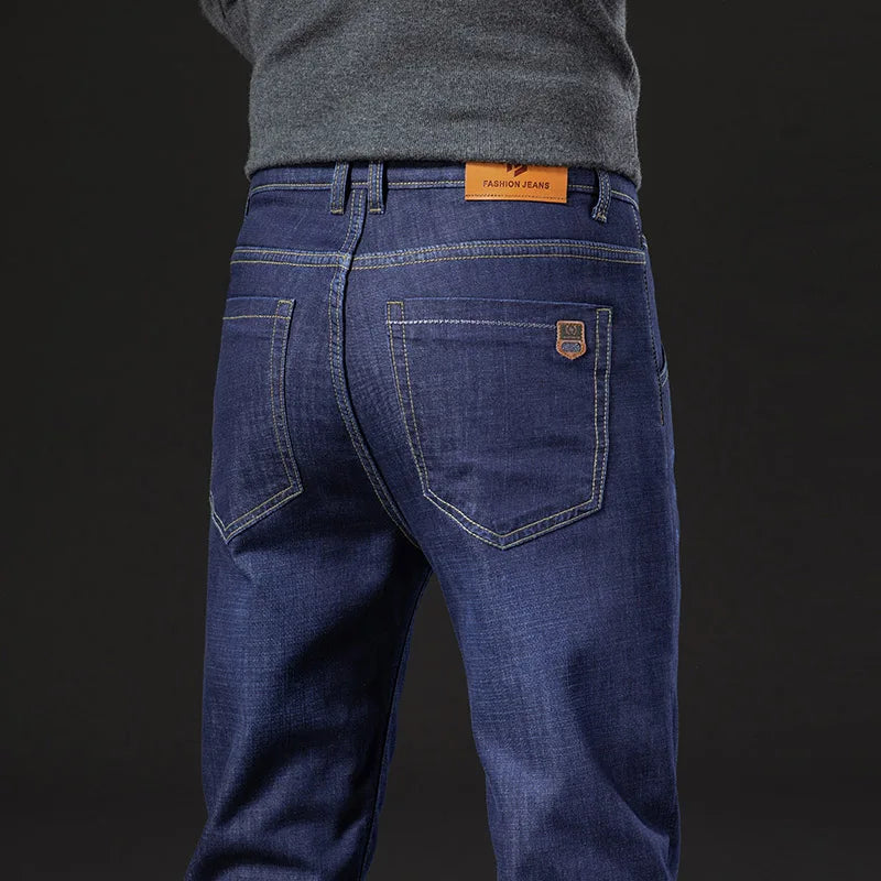Big size 28-40 Winter Thermal Warm Flannel Stretch Jeans Mens Brand Fleece Pants