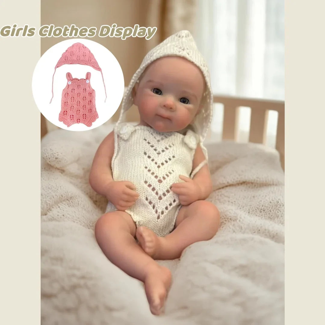 Open Mouth 13Inch Bettie With 2 Sets Clothes Solid Silicone Bebe Reborn Girl Handmade Painted Skin Soft Touch Newborn Girl Dolls