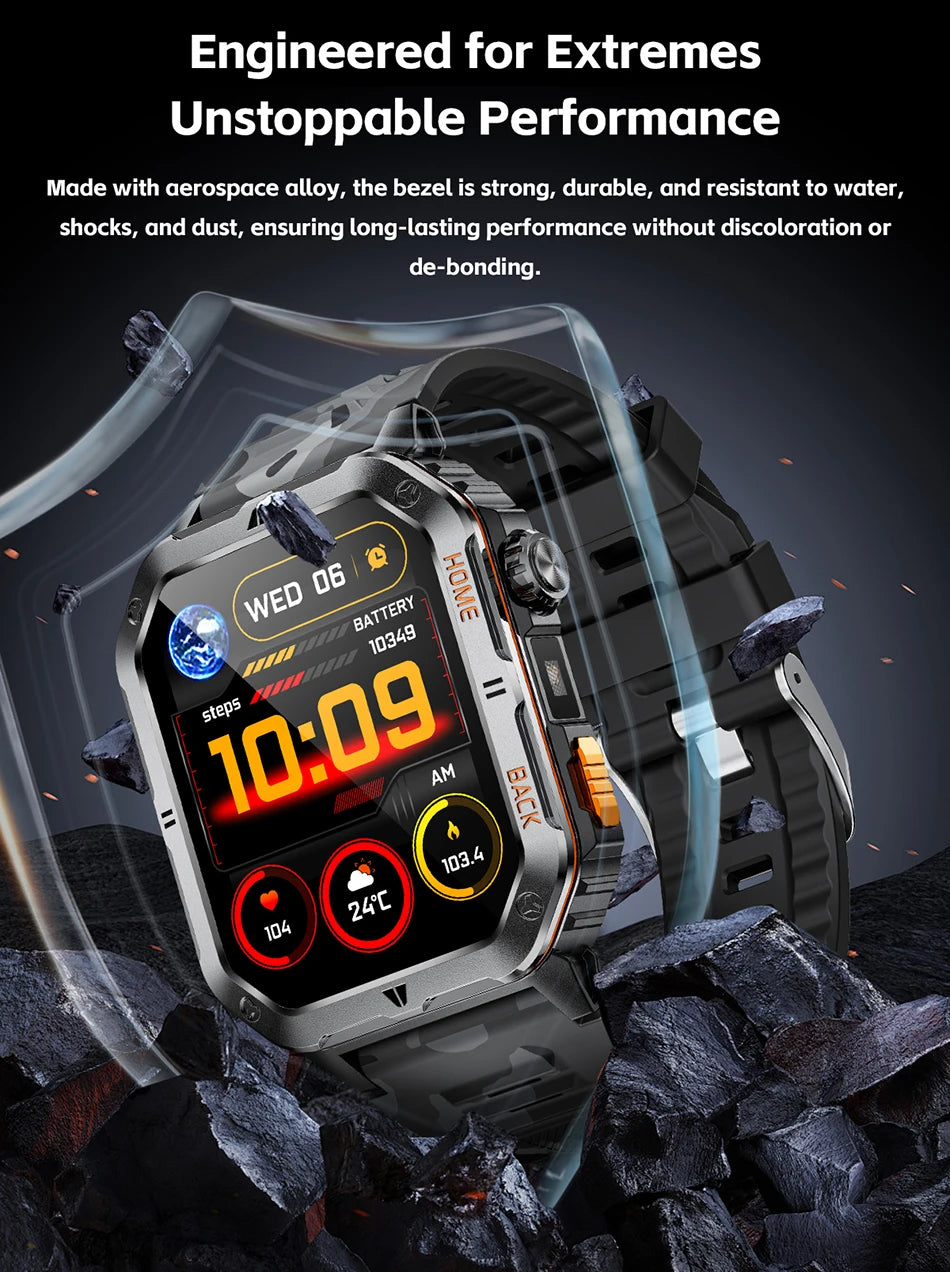 New 1000mAh Battery Outdoor Sports Smart Watch 2.01 inch HD Screen LED Flashlight Bluetooth Talking SmartWatches For Men Women