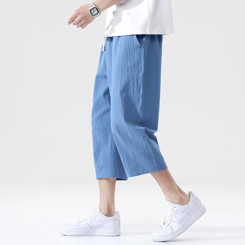 Summer Casual Linen Short Pants New Cotton Straight Mens Lightweight Shorts Large Solid Color Gym Fifth Beach Short Pants