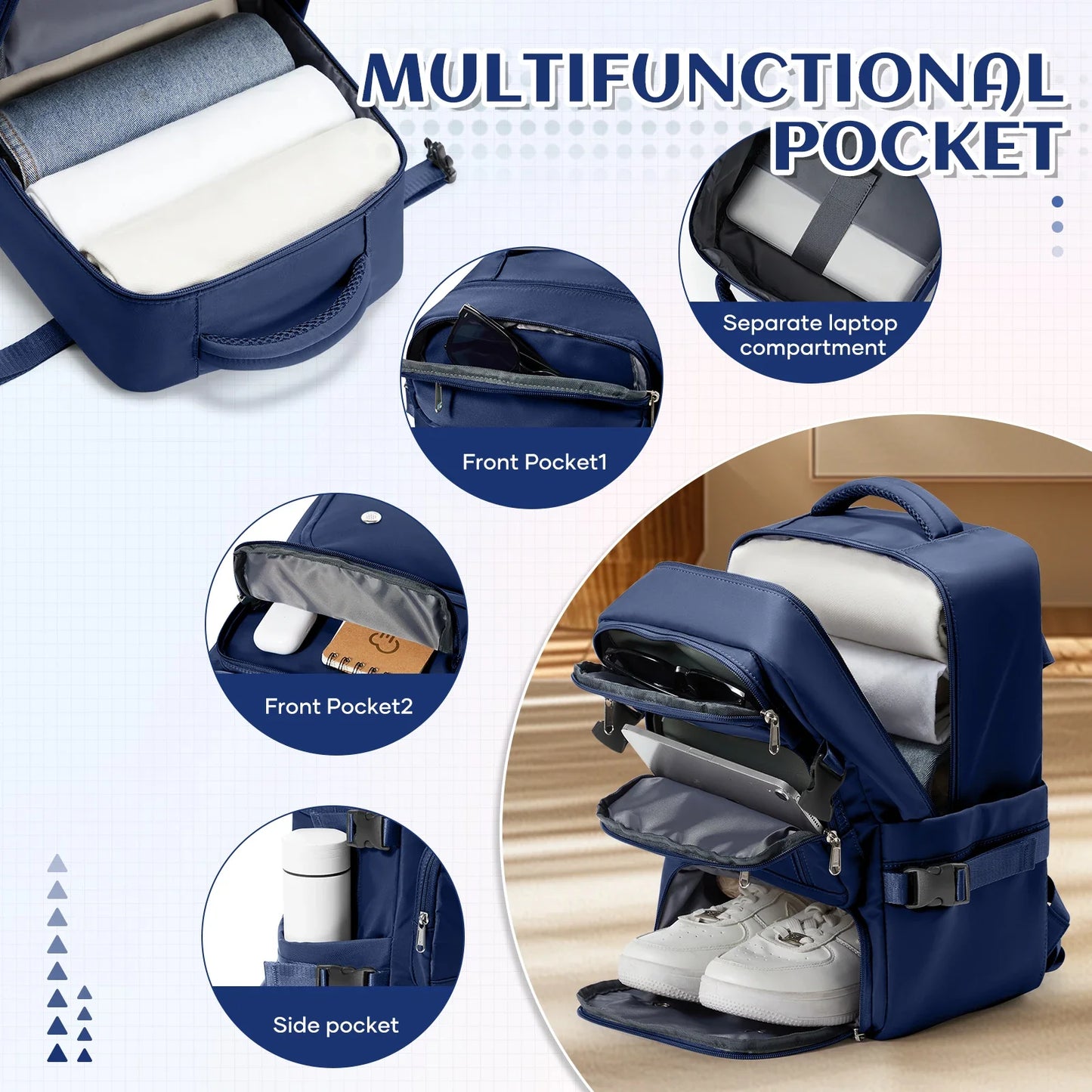 Travel Backpack Airplane Cabin Bag Ryanair Backpack 40x20x25 Luggage Laptop Bag Anti-Theft Men Women's Bag for Sports Trekking