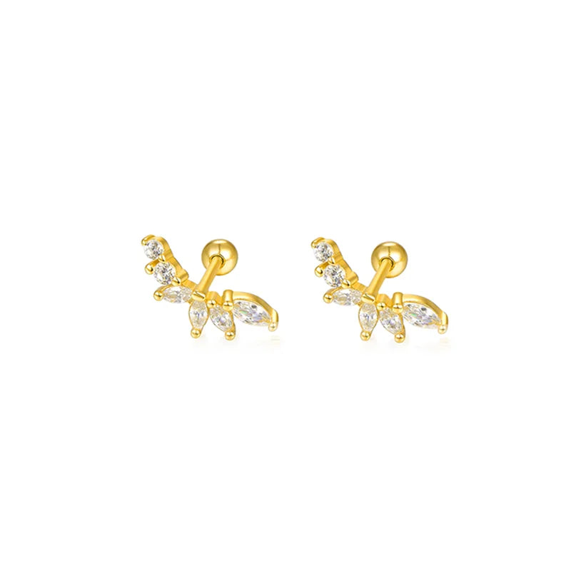 WANTME 925 Sterling Silver Fashion Love Butterfly Romantic Star Crown Screw Stud Earrings for Women Ear Bone Piercing Jewelry