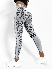 Women Leopard Seamless Yoga Pants High Waist Lifting Hip Honey Peach Hip Fitness Pants