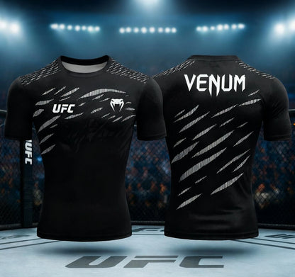UFC men's 3D printed training T-shirt, summer short-sleeved, casual and comfortable sports top, boxing, MMA gym, street fashion