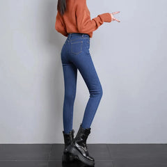 Women Thermal Jeans Winter Snow Warm Plush Stretch Jeans