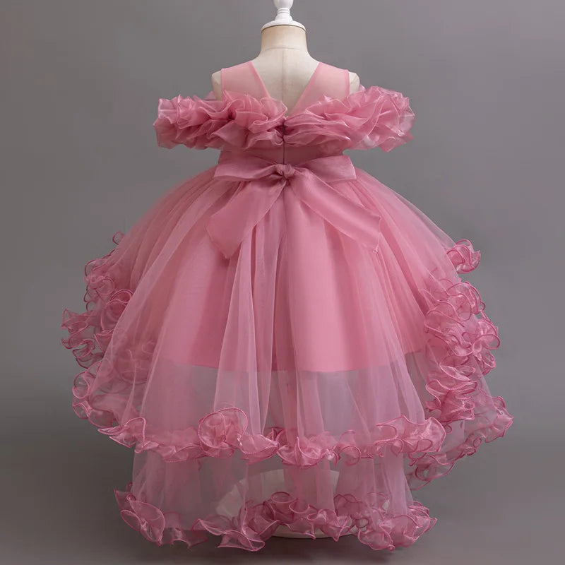 Girl Flower Princess Sequins Baby Wedding Christmas Party Tail Dress Birthday Party Wedding Flower Girl Sweet and Cute Dress