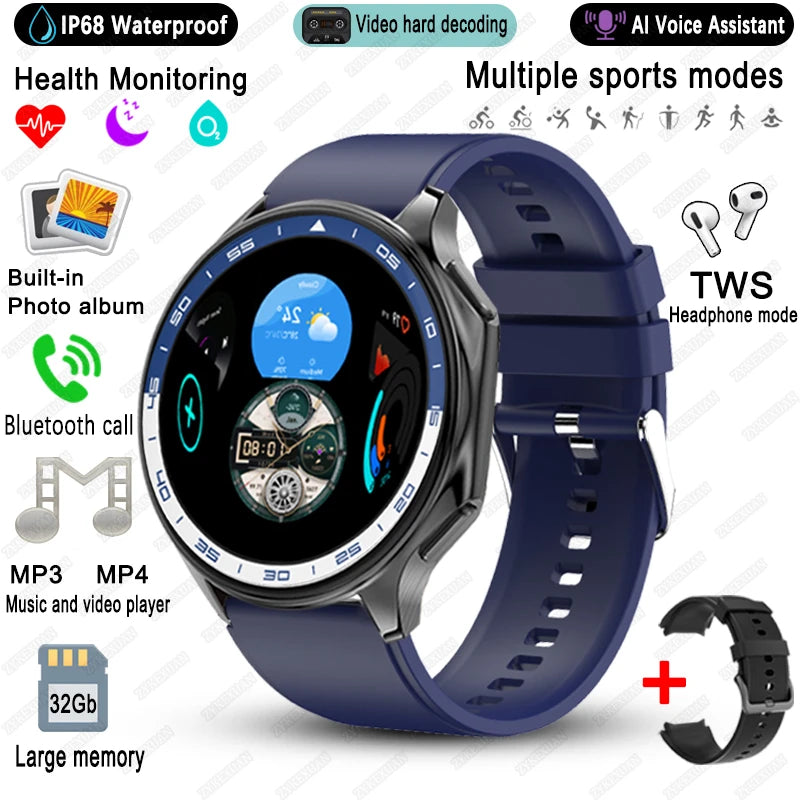2025 New For OPPO Watch X Smart Watch 4G Memory Music Video HD Bluetooth Call IP68 Waterproof AMOLED Smart Watch TWS Earphones